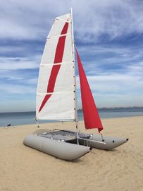China White / Red Inflatable Sailing Catamaran 6.05sqm Mainsail 2.2m Width With Two Sails supplier