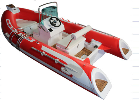 China 2022 rib boat inflatable speed boat 14ft orca hyalon center console steeing wheels rib430A supplier