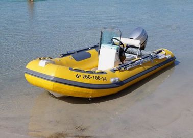China Fiberglass Hull Small Rib Boat 3.9 M Yellow Dimensional Stability With Boat Trailer supplier