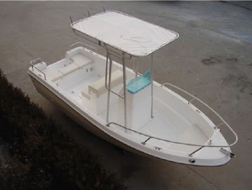 China FRP Hull Fiberglass Fishing Boats Fixed Canopy Small Fiberglass Boats For Tourist Business supplier