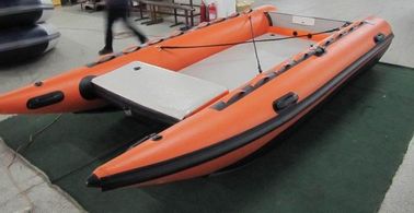 China Light Weight Catamaran Pontoon Boat , 430 Cm Inflatable Catamaran Deck Boat supplier