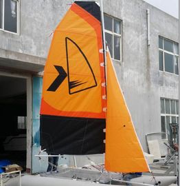 China Easy Take Inflatable Sailing Boat Orange Sailing Cat With Fiberglass Rudder supplier