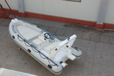 China Rigid Hull Inflatable Fishing Pontoon Boats Light Grey 16 Feet With Sunbed supplier