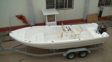 China White 6.8m Fiberglass Fishing Boats 120L Fuel Tank 3 Rod Holders  With Trailer supplier