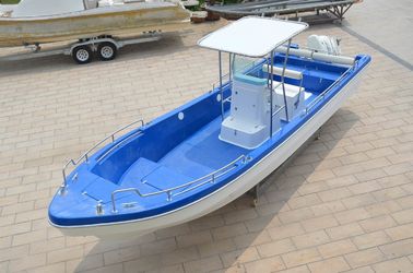 China Stability Blue Freshwater Fishing Boats , Fiberglass 8m Pleasure Fishing Boats supplier