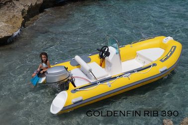 China 13Ft Fiberglass Hull Small Rib Boat  in yellow color for fun on the sea supplier