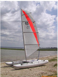 White / Red Inflatable Sailing Catamaran 6.05sqm Mainsail 2.2m Width With Two Sails supplier