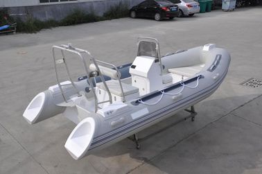 PVC Small Inflatable Fishing Boats Rib430 Light Grey With Inflatable Tube supplier