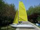 Yellow PVC  Inflatable Sailing Boat 4.5m T6 Aluminum Mast With Two Sails supplier