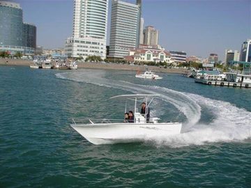 White Fiberglass Fishing Boats 6m Easy Install Light Weight For Pleasure Fishing supplier