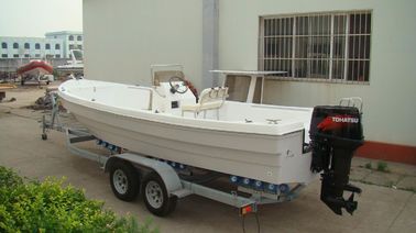 White 6.8m Fiberglass Fishing Boats 120L Fuel Tank 3 Rod Holders  With Trailer supplier