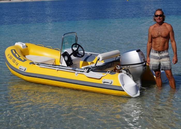 Small Rib Sailing Yellow Small Rib Boat Outside PVC Layer Fiberglass Hull 390cm With Canopy